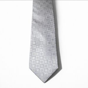 Michael Kors Silk Gray Silver Geometric Necktie
